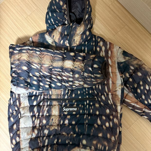 슈프림 마이크로 다운 하프 집 후드 풀오버 디어 M