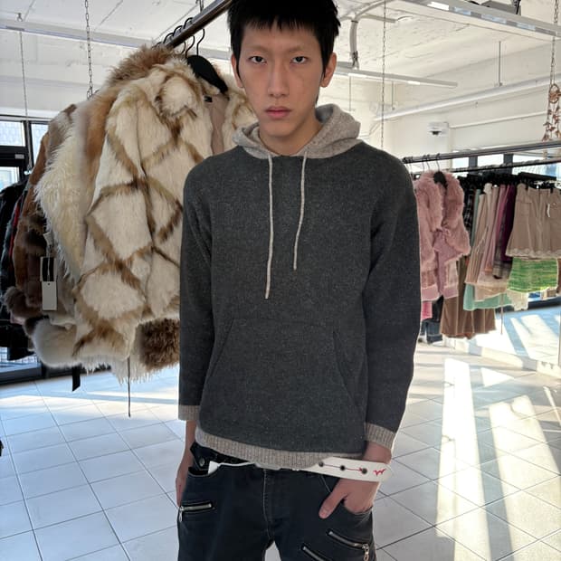 wool hemp knit hoodie