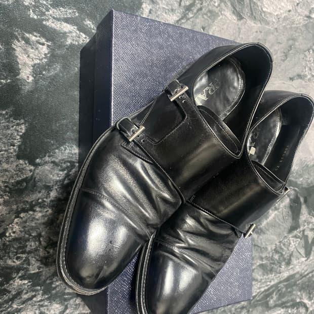 프라다 더블 몽크 스트랩 로퍼 7.5