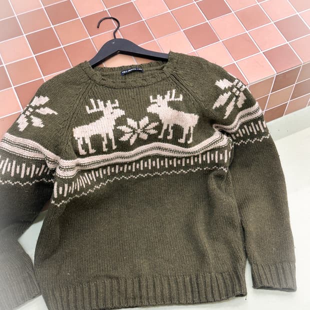 khaki winter deer wool knit