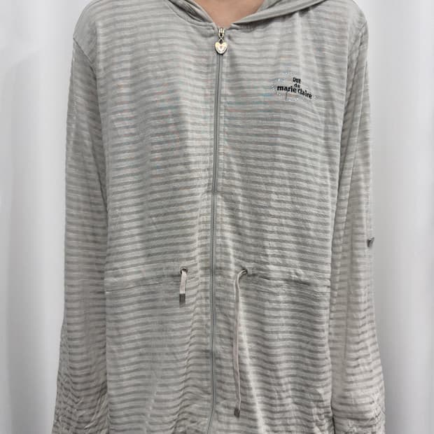marie claire stripe hood zipup