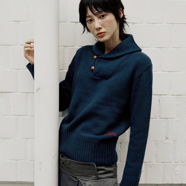 나이스고스트클럽 ffats 스왈 카라 니트 블랙