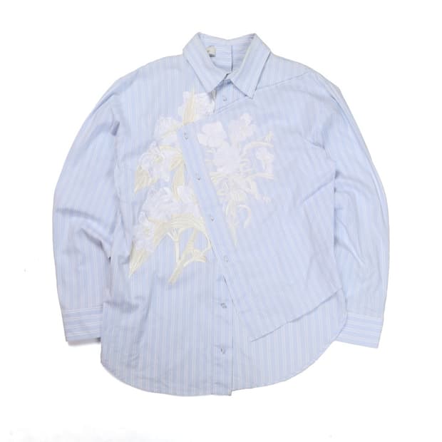 Cedric Charlier Floral Stripe Shirt