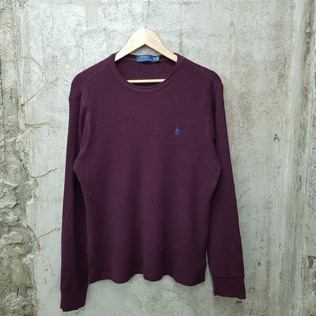폴로 랄프로렌 와플 버건디 코튼 니트 XL사이즈