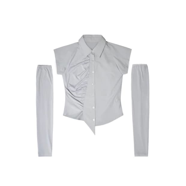 오호스 캡 슬리브 워머 셔츠 그레이