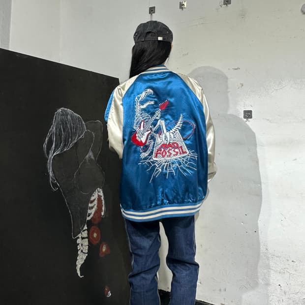 Jpn 일본빈티지 선바 재패니즈 오리엔탈 뼈다귀 네이비 자켓