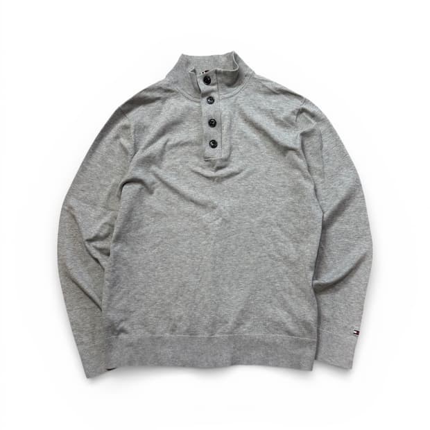 타미힐피거 하프집업 버튼 코튼 니트