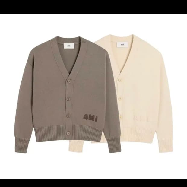 🔥[새상품/QR정품]🔥아미 크로셰 로고 울 가디건 2 color