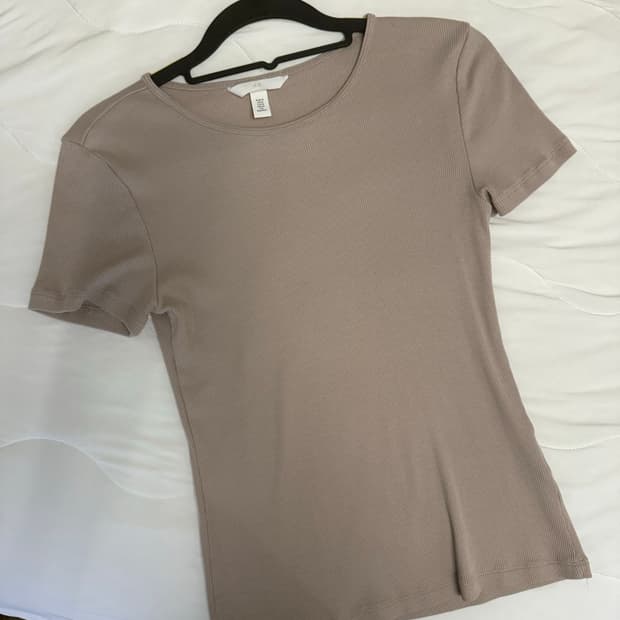 H&m 여성 골지 누드 반팔티