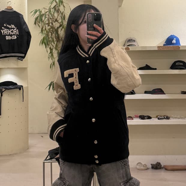 아베크롬비 모직 피치 바시티 자켓 