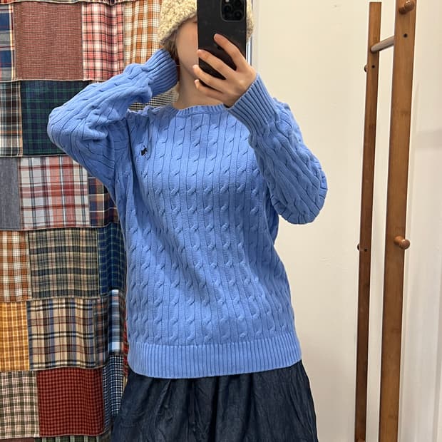 폴로 스카이블루 니트