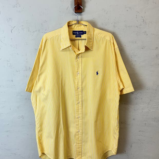폴로랄프로렌 빈티지 옐로우 스트라이프 반팔 셔츠