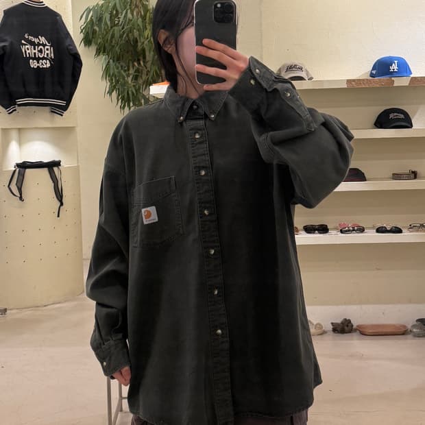 칼하트 카키 원포켓 워크 셔츠 U389