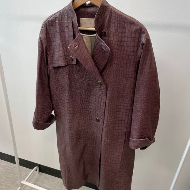 여) 르베이지 와인 가죽코트