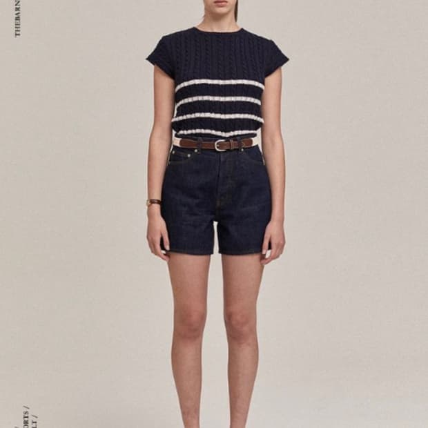 더바넷 breton 슬리브리스 니트 네이비