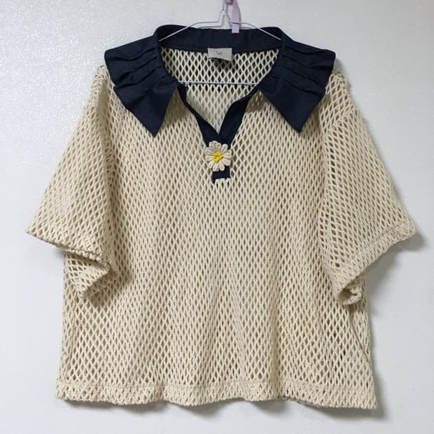 오즈세컨 데님카라 짜임 블라우스 66