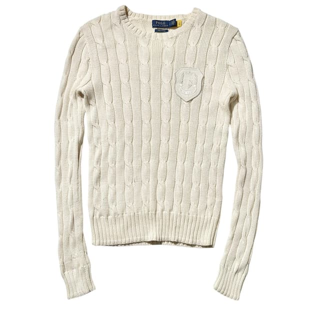 폴로 랄프로렌 크레스트 로고 와펜 케이블 라운드 니트 (신형QR)