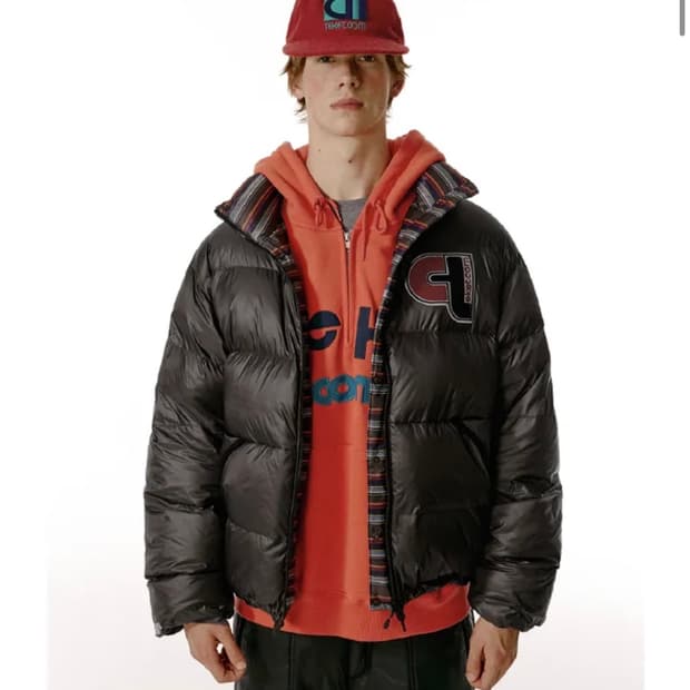 교환/판매 테켓 리버시블 패딩 브라운 s -> m