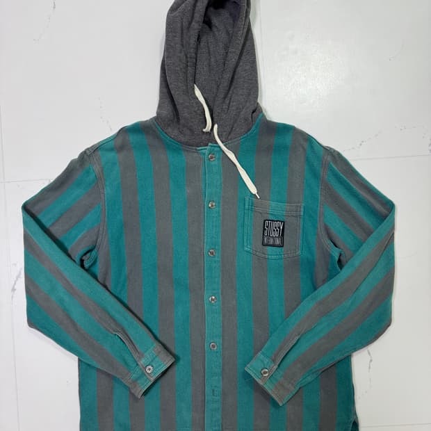 16FW 스투시 후디드 플란넬 셔츠 XL