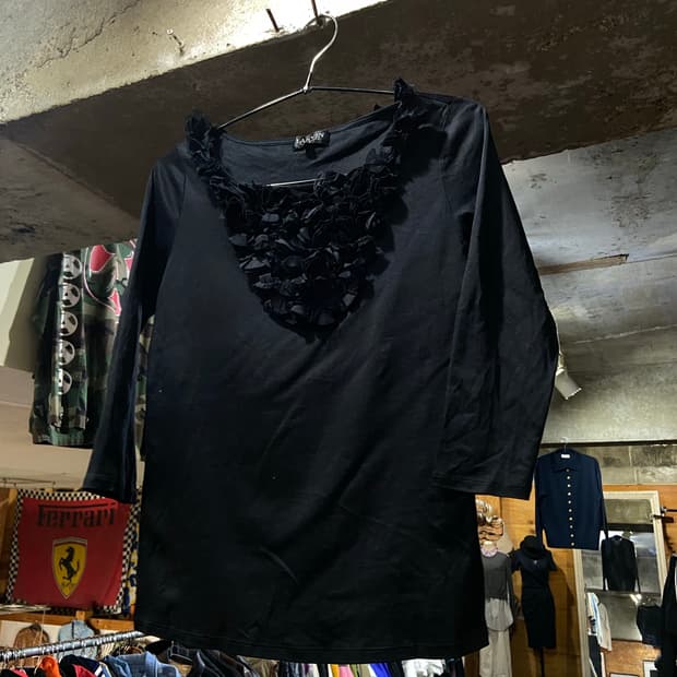 90s LANVIN 랑방 플라워 패턴 포인트 라운드