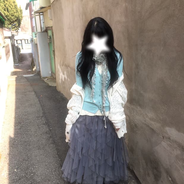 빈티지 민트 가디건 코디세트