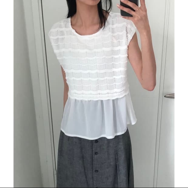 일본빈티지 화이트 슬리브리스
