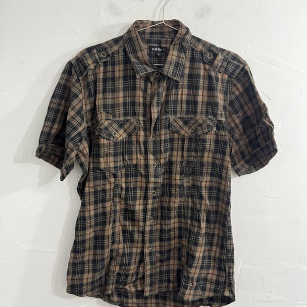 y2k detail check shirt