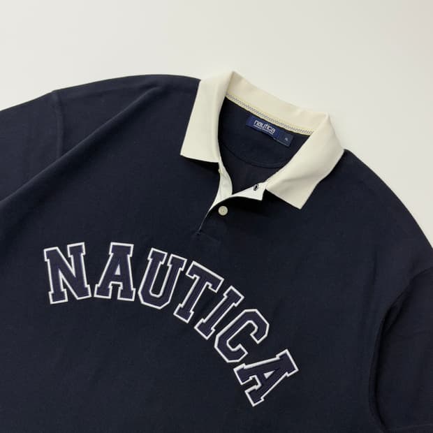 NAUTICA 노티카 네이비컬러 하프 카라셔츠