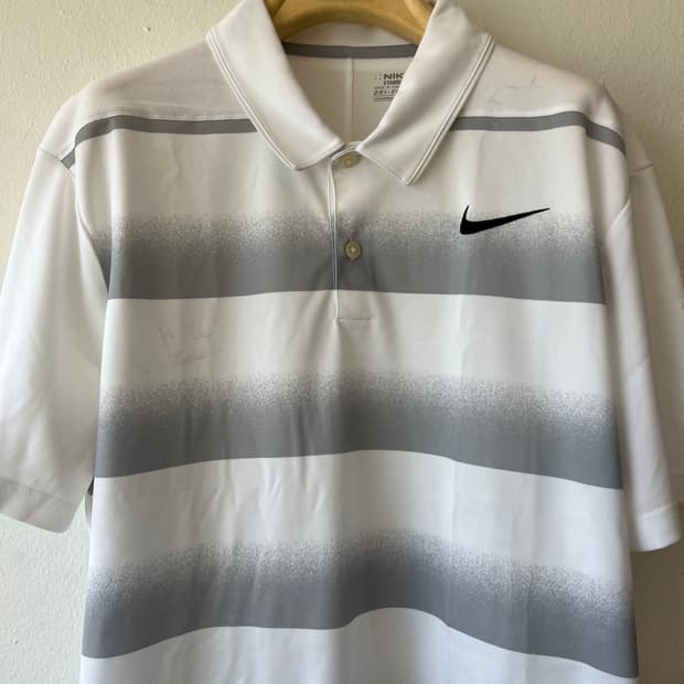 나이키골프 남성 화이트 기능성 카라반팔티셔츠