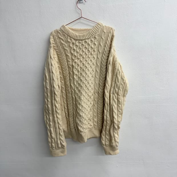 엘엘빈 100울 피셔맨 아이보리 니트 XL