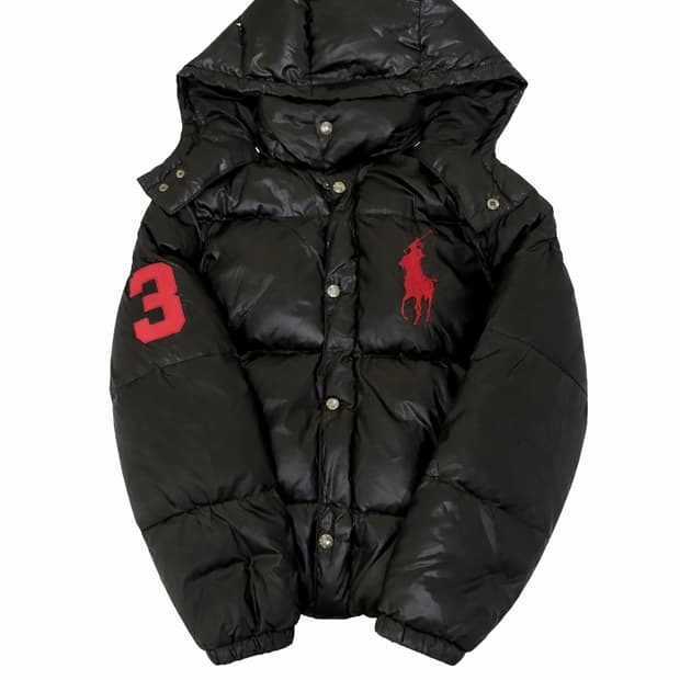폴로 블랙 유광 패딩