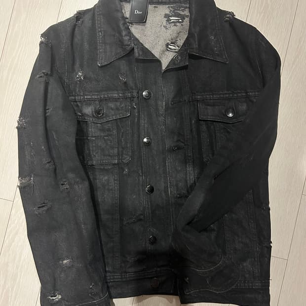Dior 05ss black distressed denim jacket 