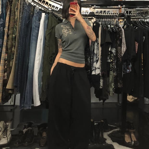 그라미치 블랙 벌룬핏 팬츠