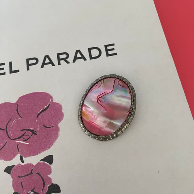 빈티지 핑크 마블 리얼 쉘 브로치
