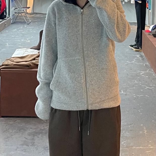 빈티지 그레이 니트 후드집업 H1340