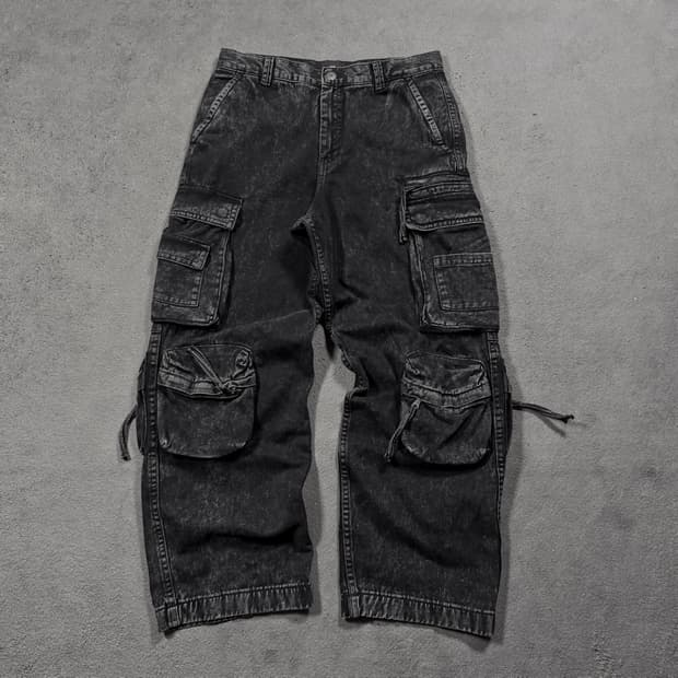 H&M 루즈핏 멀티포켓 카고 데님 팬츠