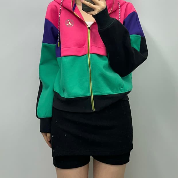 조던 올드스쿨 배색 후드집업