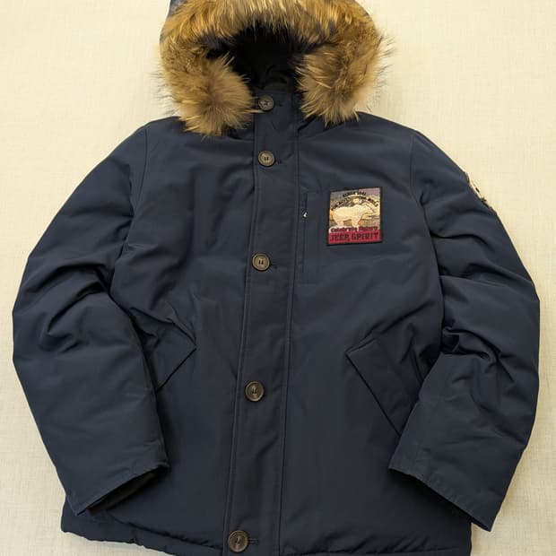 지프 네이비 후드 패딩 점퍼