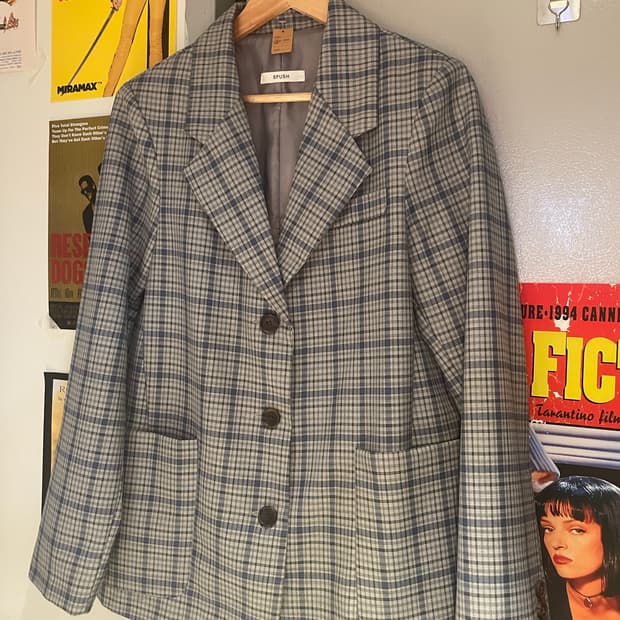 spush 체크 블레이저 자켓