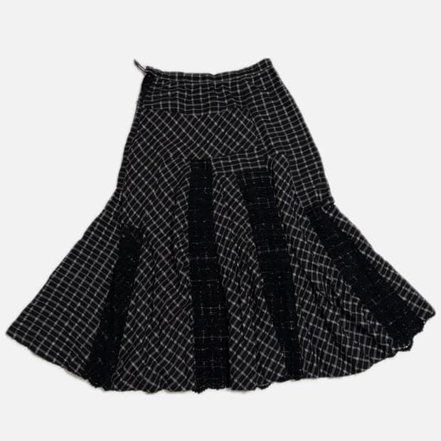 체크 패턴 롱스커트 