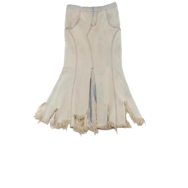 Iced Denim Damaged Skirt