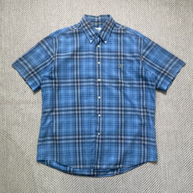 라코스테 스카이블루 체크 반팔셔츠 