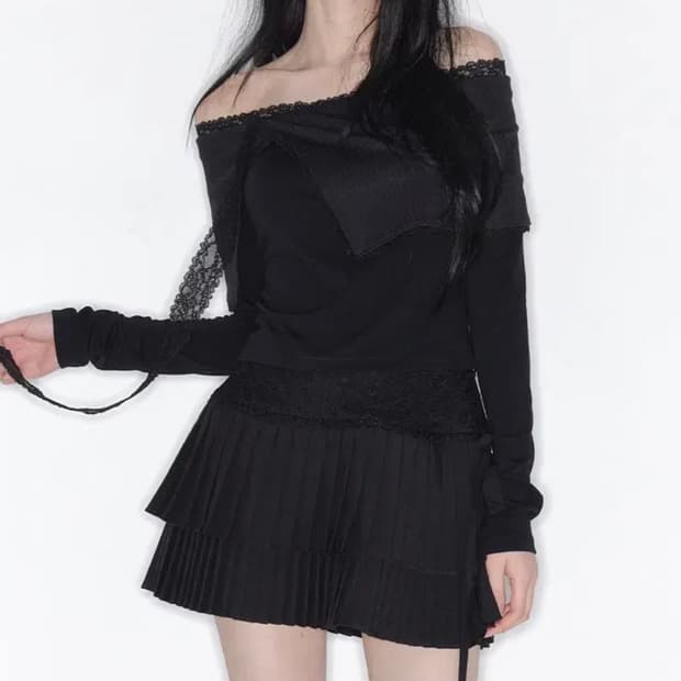 더티스 스텔라 오프숄더 탑 블랙