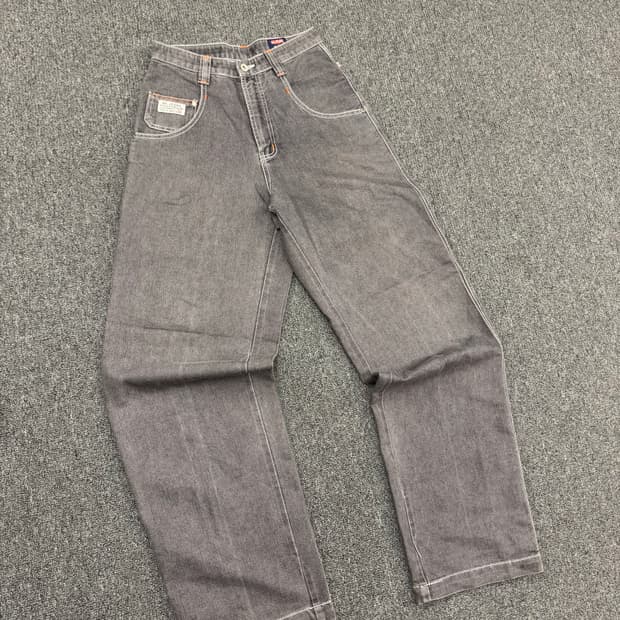 M) AK.JEANS 빈티지 올드스쿨 포켓자수 흑청 힙합팬츠