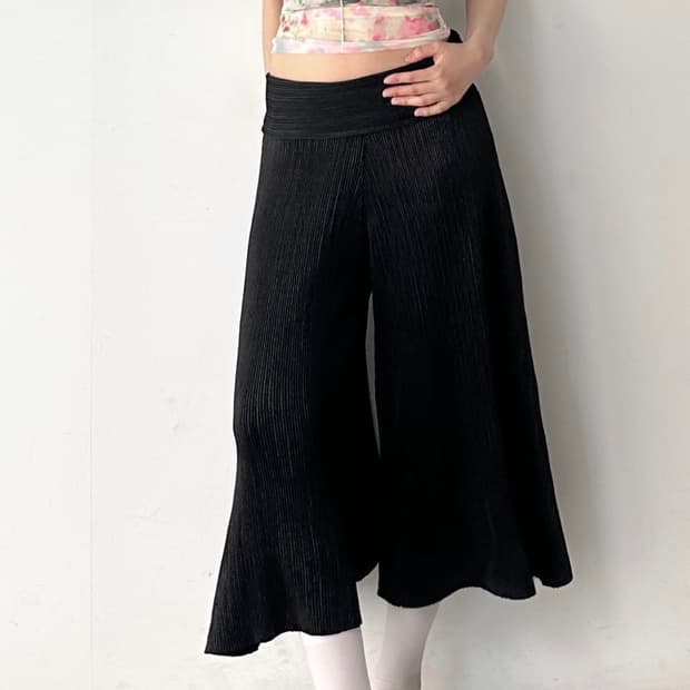 Waist folding pleats pants
