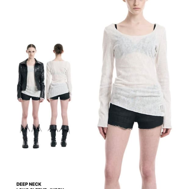 보헤미안서울 Deep neck long sleeve ivory