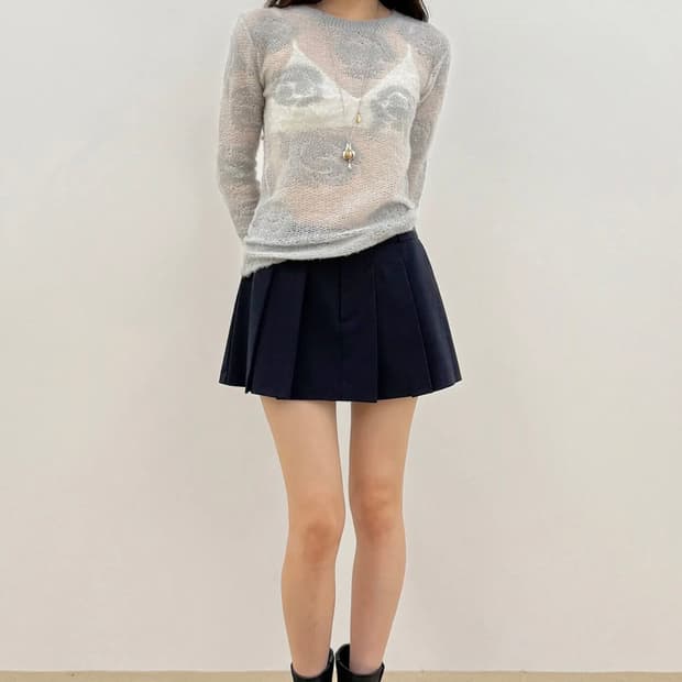시눈 Low-Waist Pleated Mini Skirt