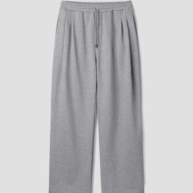 (M) 유니온블루 투턱 와이드 스웻팬츠 멜란지그레이