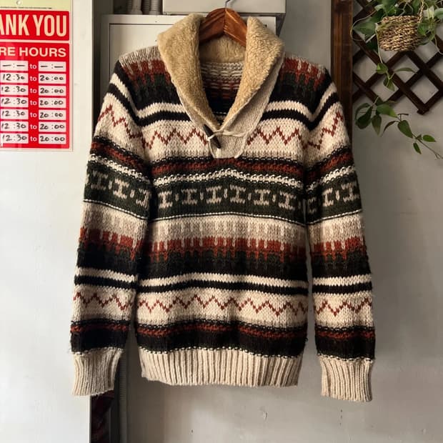 [M]USA 빈티지 에콰도르 숄카라 풀오버 스웨터