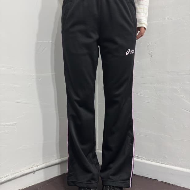asics pink line pants